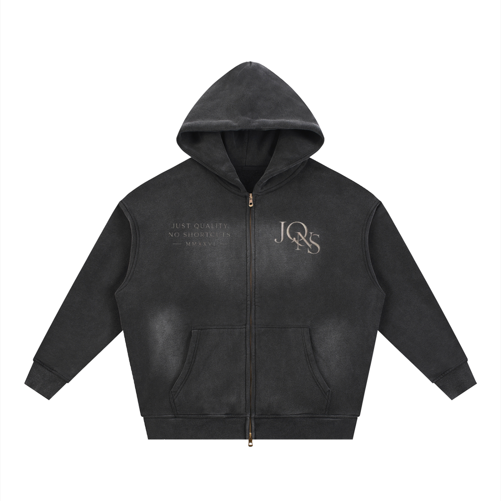 Sunfade Two-way Zipper Boxy Fleece Hoodie