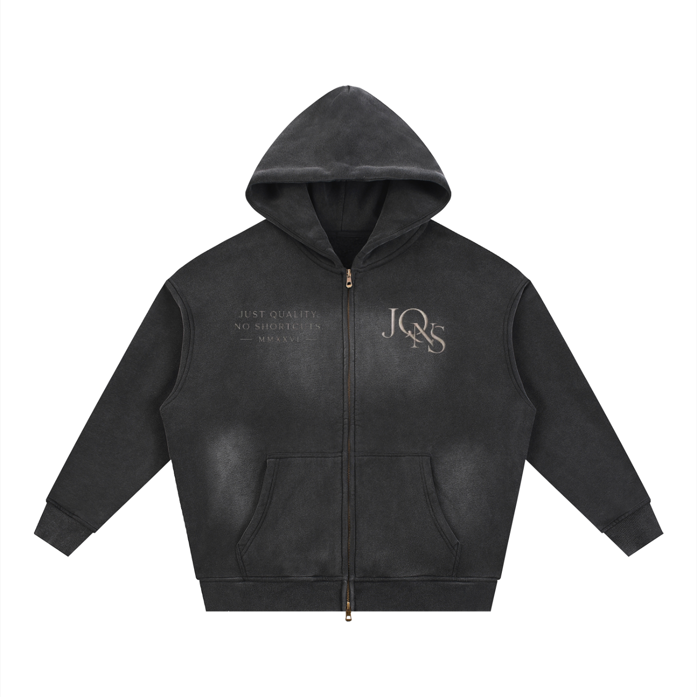 Sunfade Two-way Zipper Boxy Fleece Hoodie